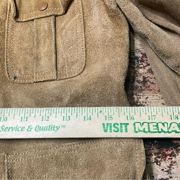 Vintage Women’s‎ Suede Leather Barn Cropped Trench Jacket Size 11 Handmade - Picture 12 of 16